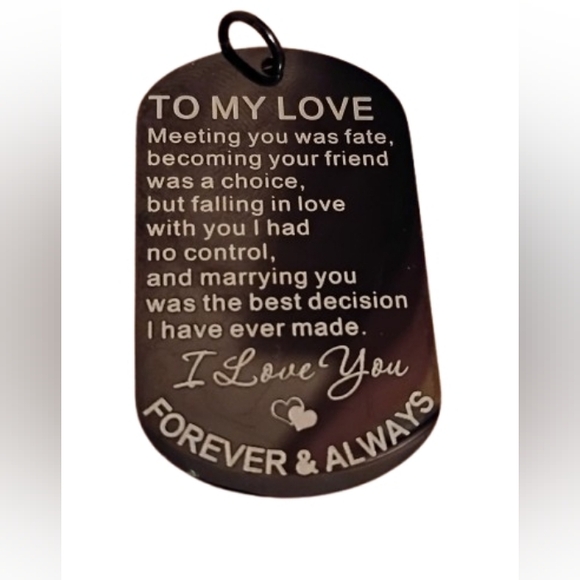 Accessories - Black Engraved To My Love Romantic Quote Dog Tag Keychain Gift